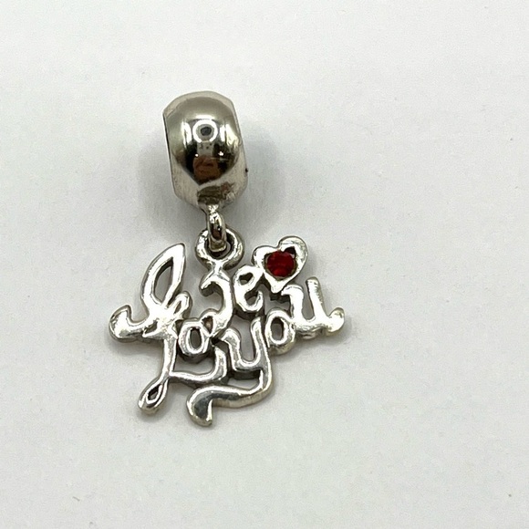 I love you charm 925 IBB THAI sterling silver  heart with a red crystal Charm - Picture 3 of 6